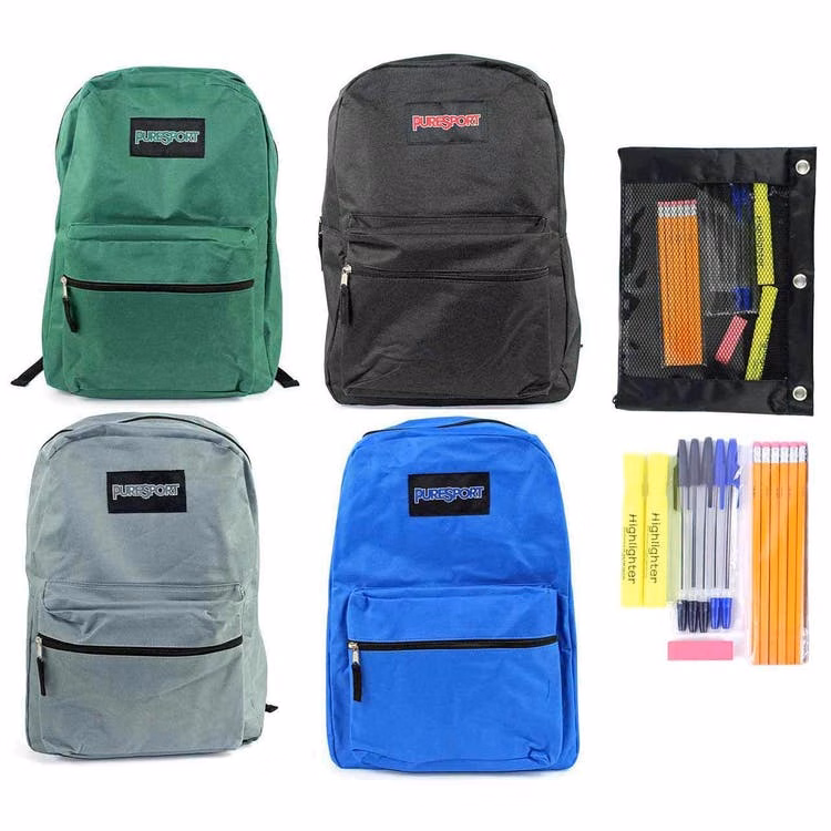 15" Backpack & Highschool School Supply Kits- Gray