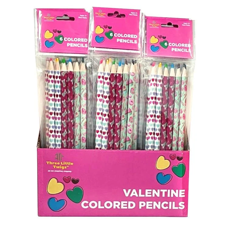 Colored Pencils - Valentine Foil Wrapped 6 Colors 1