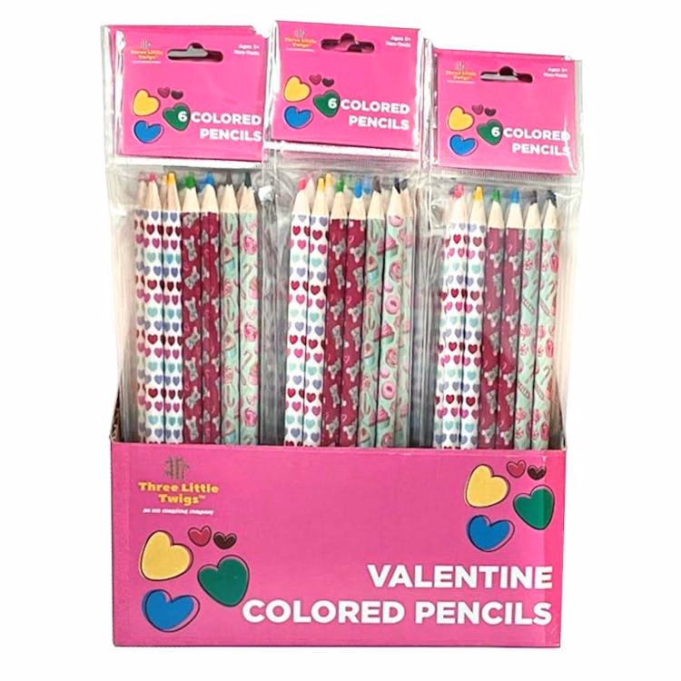 Colored Pencils - Valentine Foil Wrapped 6 Colors