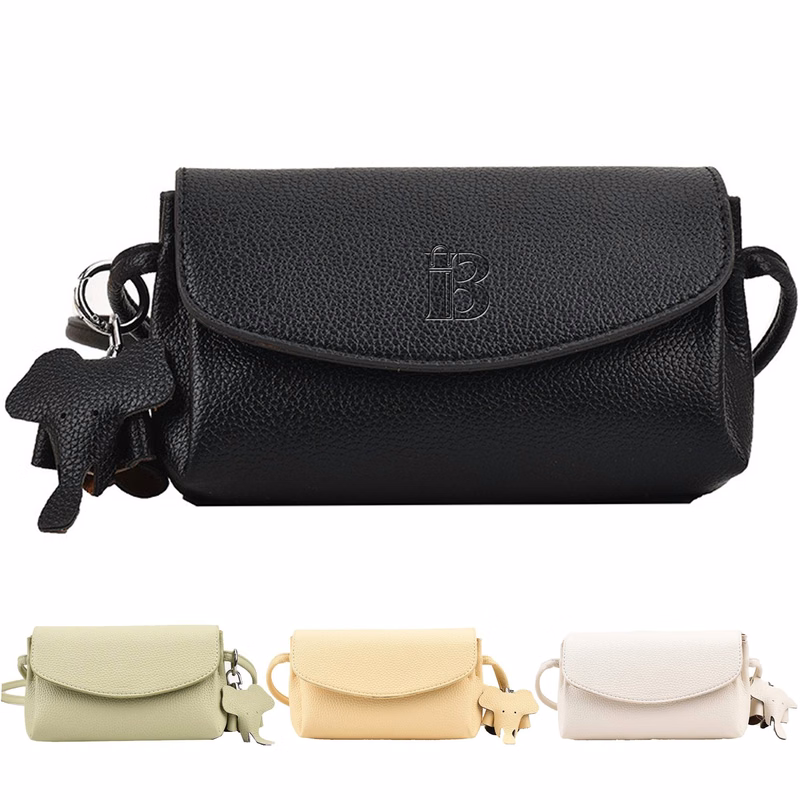 PU Leather Crossbody Shoulder Bag With Elephant Pendant