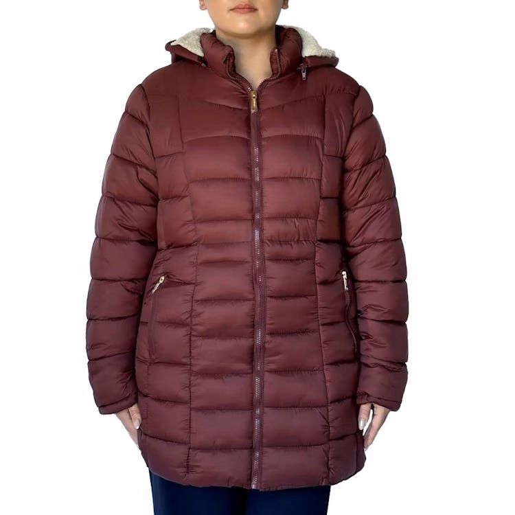 Women's Three-Quarter Quilted Jackets Merlot S-XL