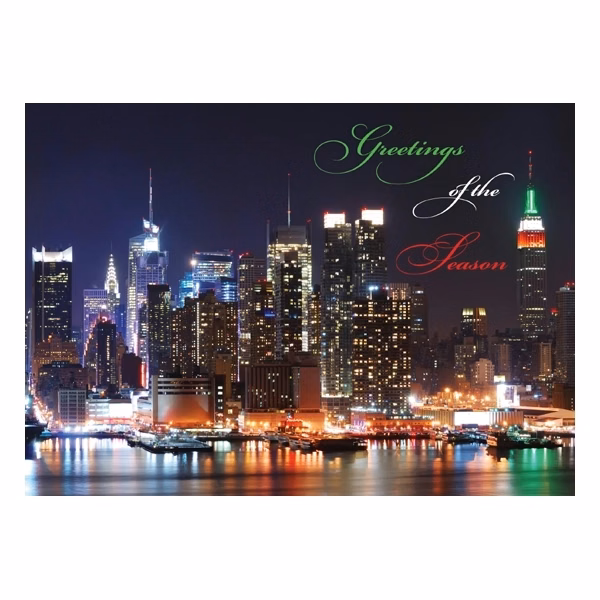 Waterfront Lights Greetings Card