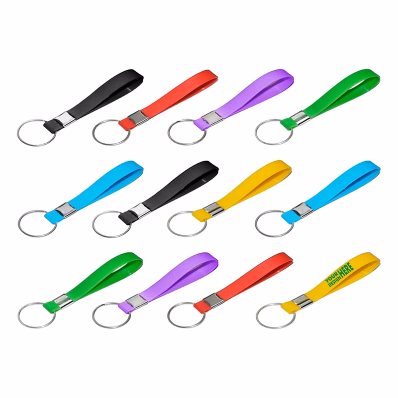 MOQ 50 Rubber Silicone Keychain Wristband with Car Key Pendant