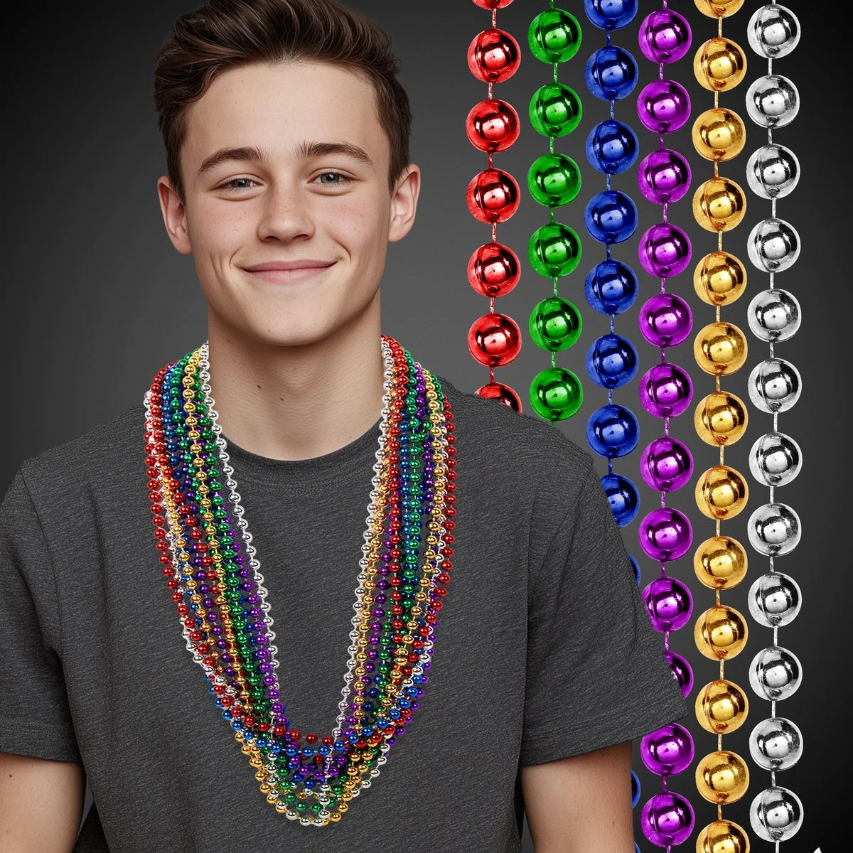 Multi Bead 7 MM 33" Necklace 1