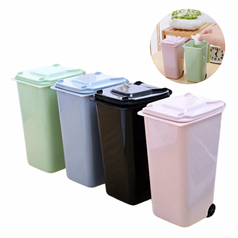 MOQ50 Plastic Mini Desktop Trash Bin Can