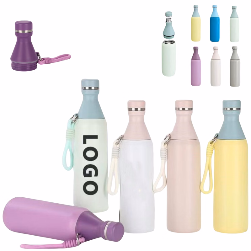 All Day 20oz Slim Insulated Water Bottle With Twist off Lid And Handle Strap For Travel & Sport