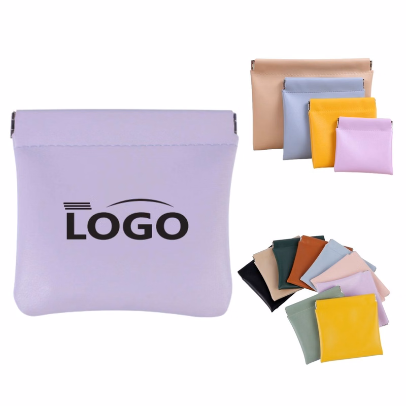 PU Leather Snap Closure Storage Pouch with Custom Logo