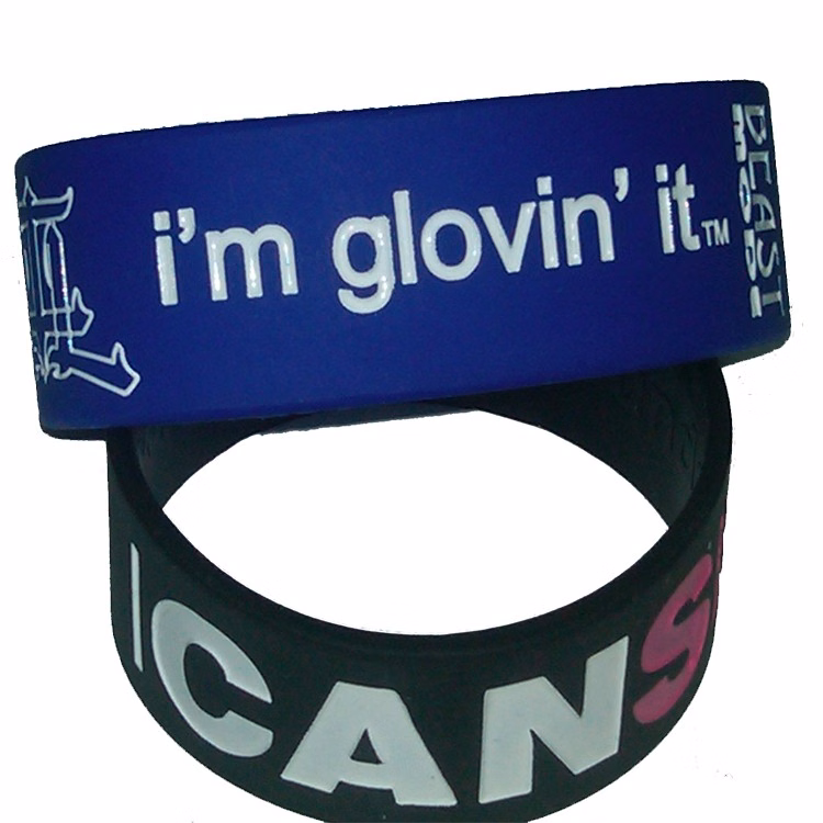 1" Debossed Color Filled Silicone Wristbands