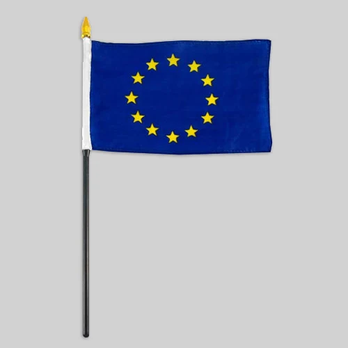 4"x6" European Union Flag With Black Plastic 10" Pole & Gold Spear 1