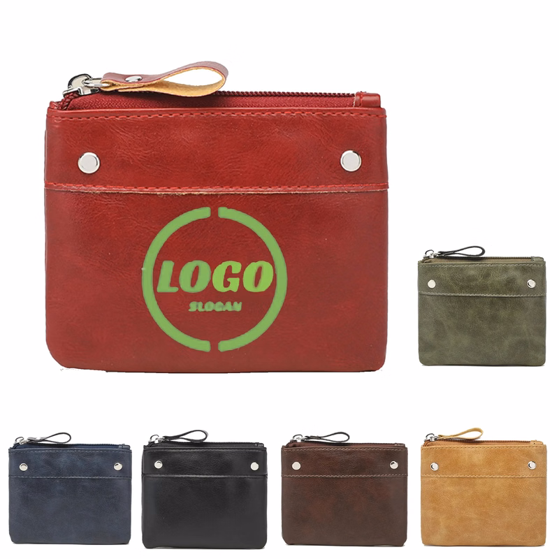 Vintage PU Coin Bag With Zipper