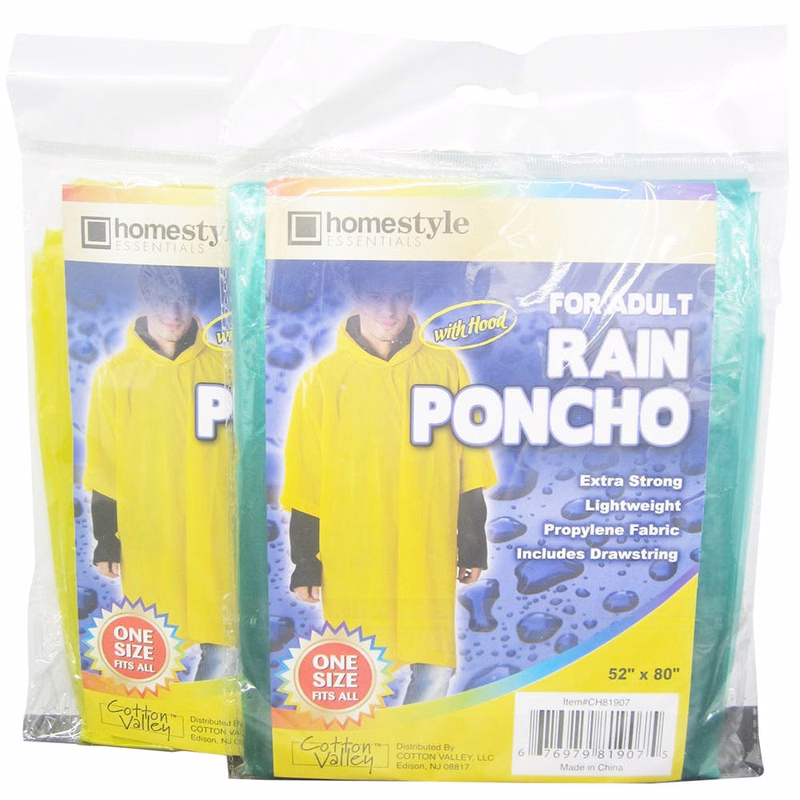 Adult Rain Ponchos Assorted Colors