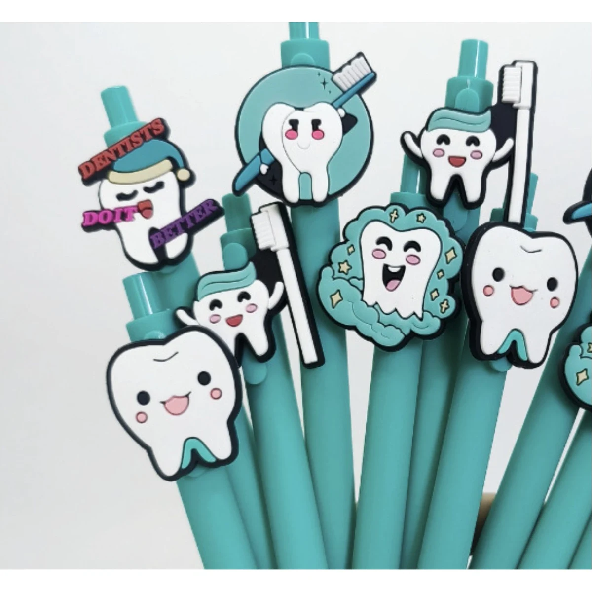 Teal & Blue Dental-Themed Patch Ballpoint Pen World Oral Health Day Commemorative Pen 1