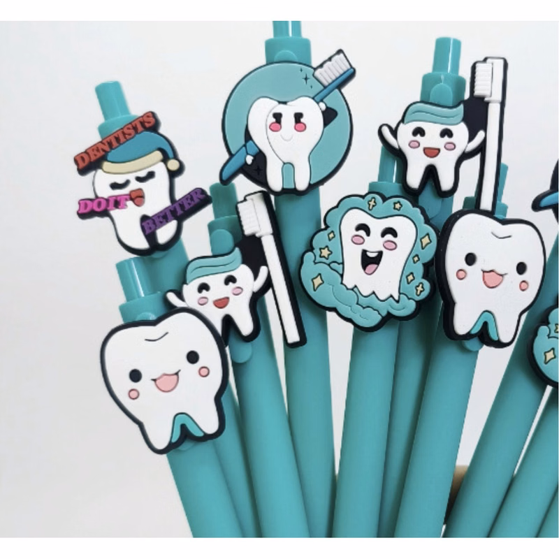 Teal & Blue Dental-Themed Patch Ballpoint Pen World Oral Health Day Commemorative Pen