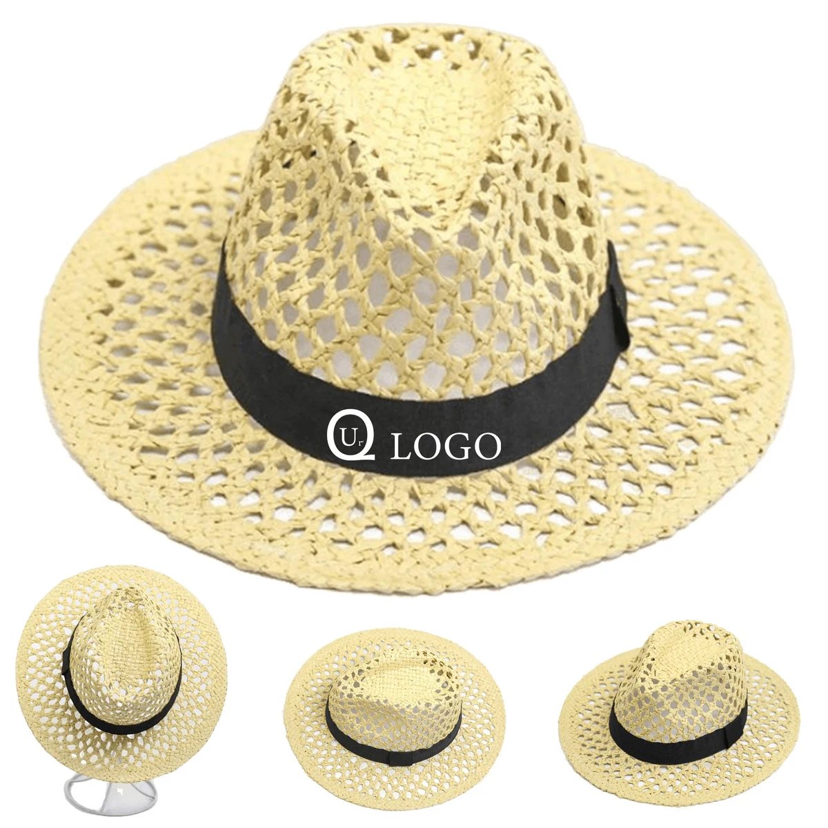 Men'S Jazz Manual Sun Protective Straw Hat 1