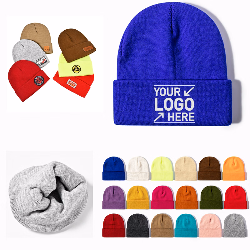 Embroidered Knitted Cuffed Beanie