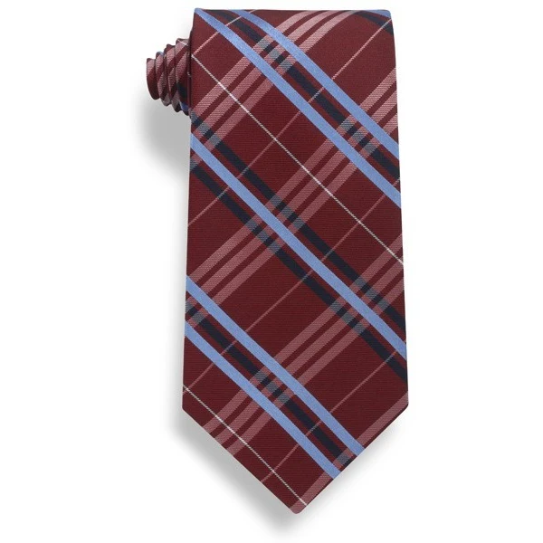 Red Plaid Polyester Tie 1