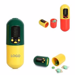 Capsule Shaped Pill Case Reminder With Timer Alarm
