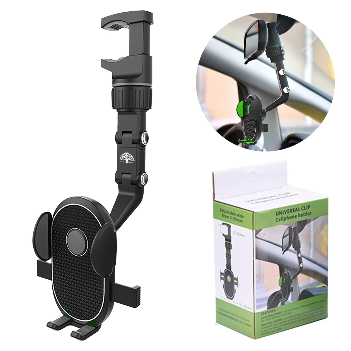 Adjustable Rearview Mirror Car Phone Mount 1