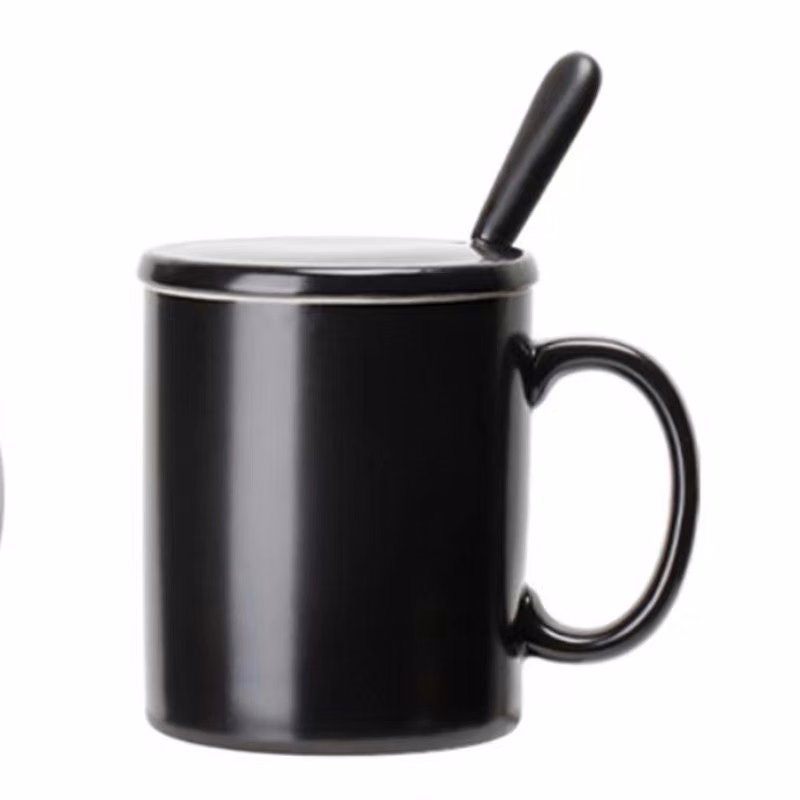 12 Oz Ceramic Tea Mug With Lid And Coffee Spoon