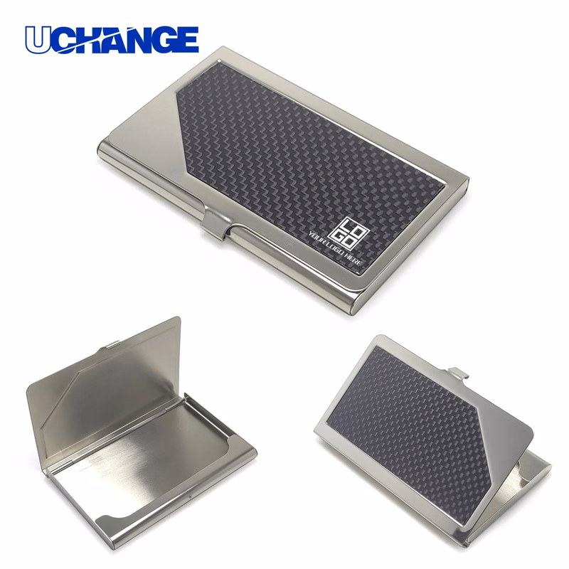 Stainless Steel PU Leather Business Card Holder Case
