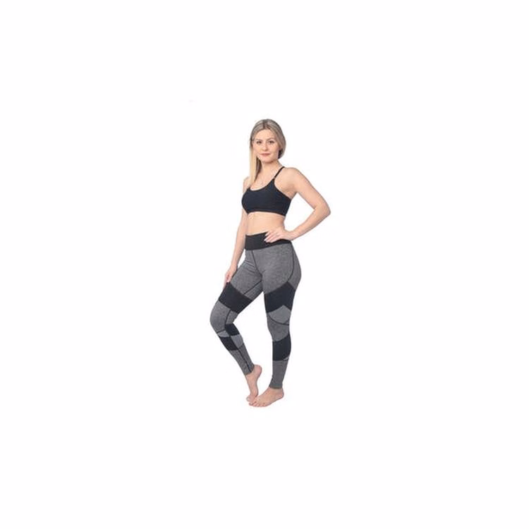 Women's Performance Sport Leggings - Medium Gray with Black Trim