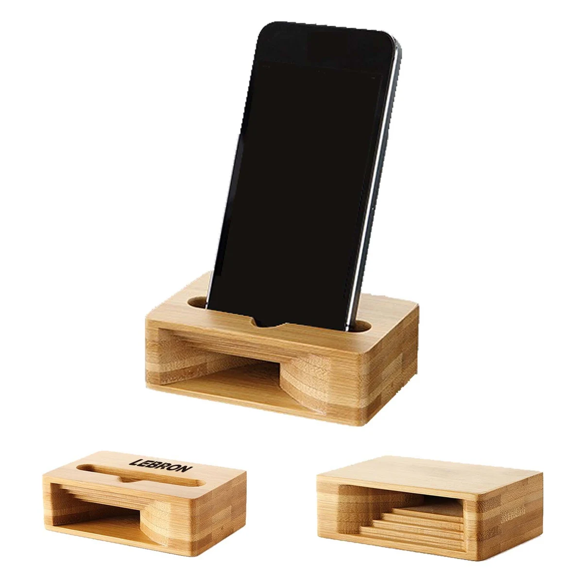 Bamboo Phone Hold Desk Stand Speaker 1