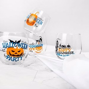 Halloween Holiday Funny Stemless Wine Glass