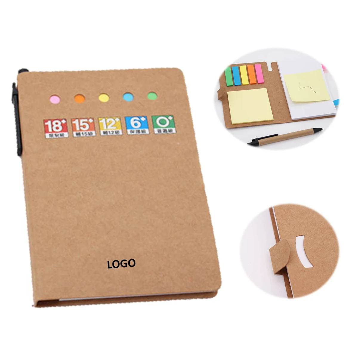 Kraft Cover Sticky Notes Notebook With Pen 1