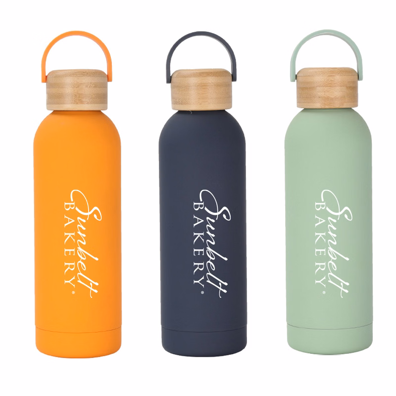 Double Wall Stainless Steel Water Bottle w/ Bamboo Lid 750 Ml