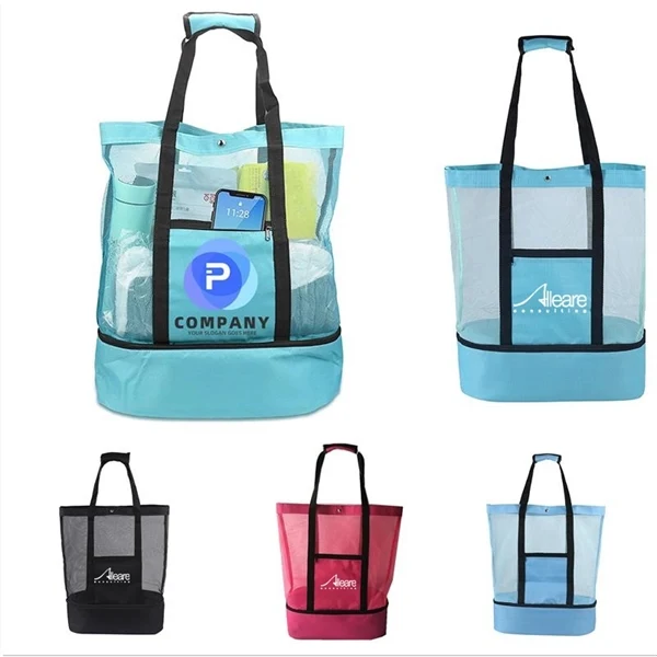 Mesh Beach Bag Tote with Insulated Cooler 1