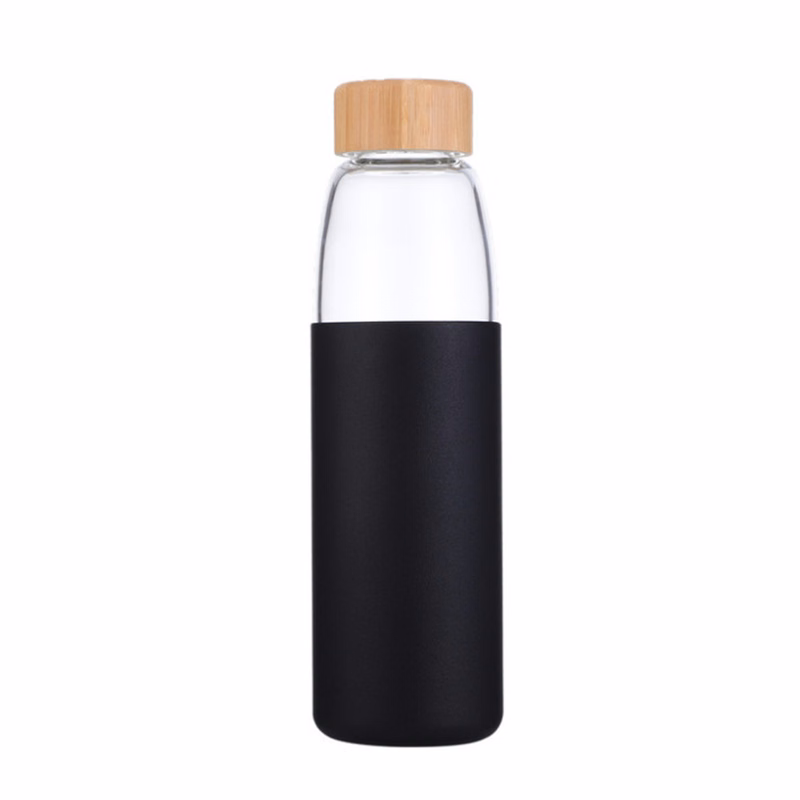 Glass Water Bottle with Bamboo Lid & Silicone Sleeve