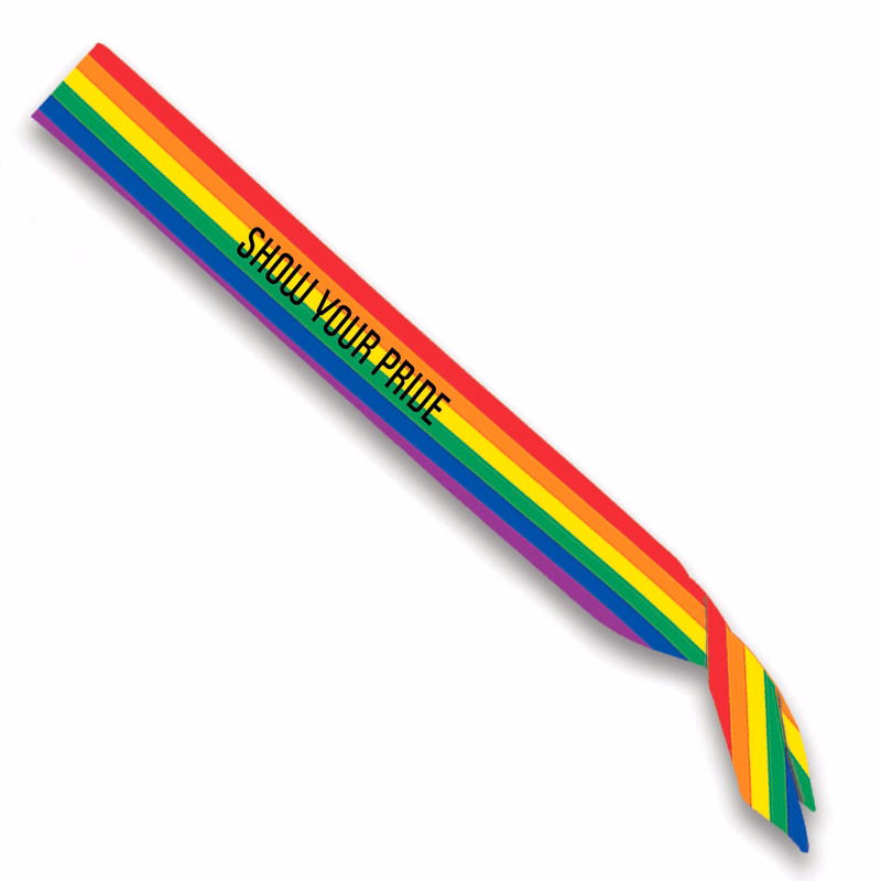 Rainbow Fabric Satin Sash w/ Custom Screen Printed Imprint