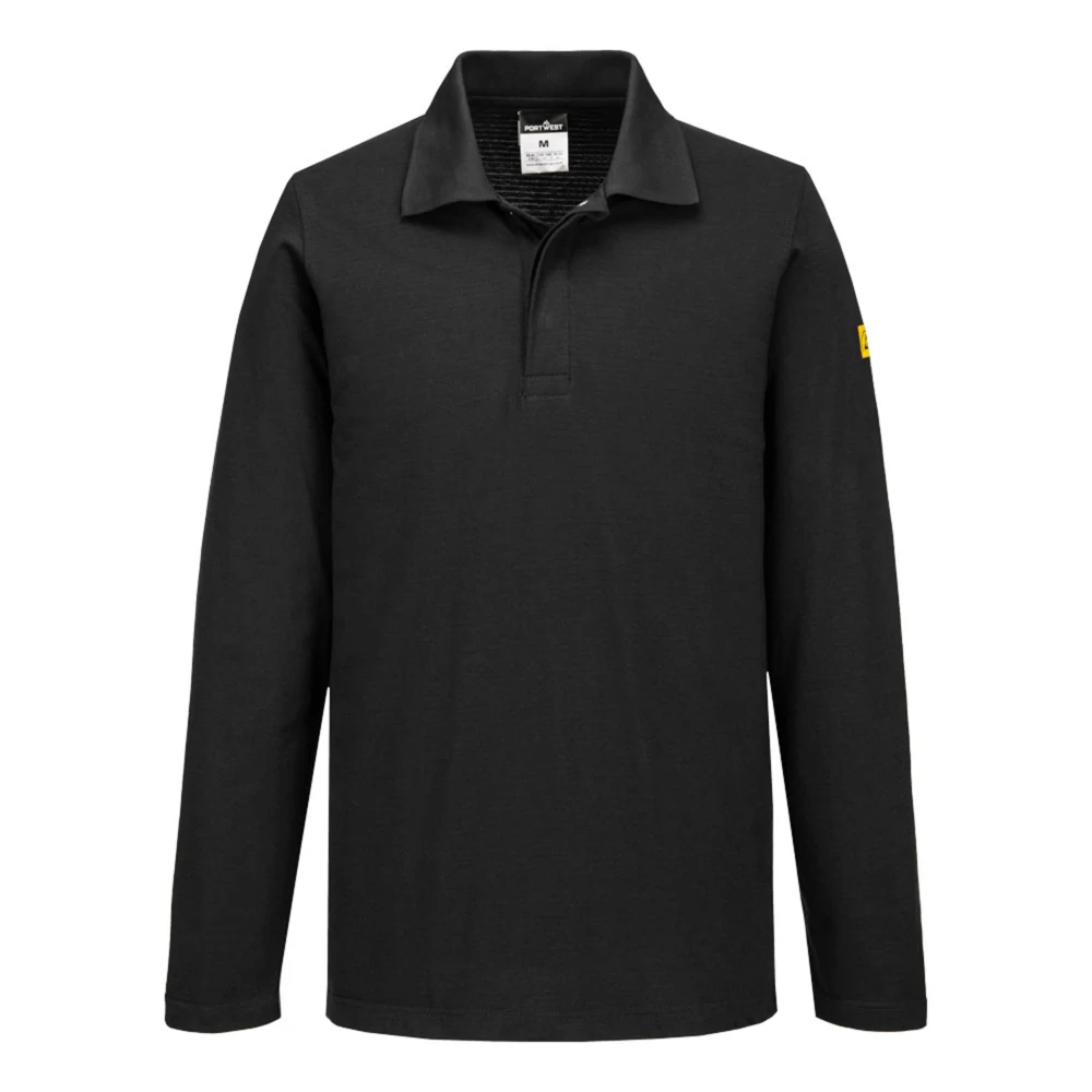 PORTWEST® Lightweight Carbon Fibre Knitted Antistatic ESD Polo Shirt L/S 1