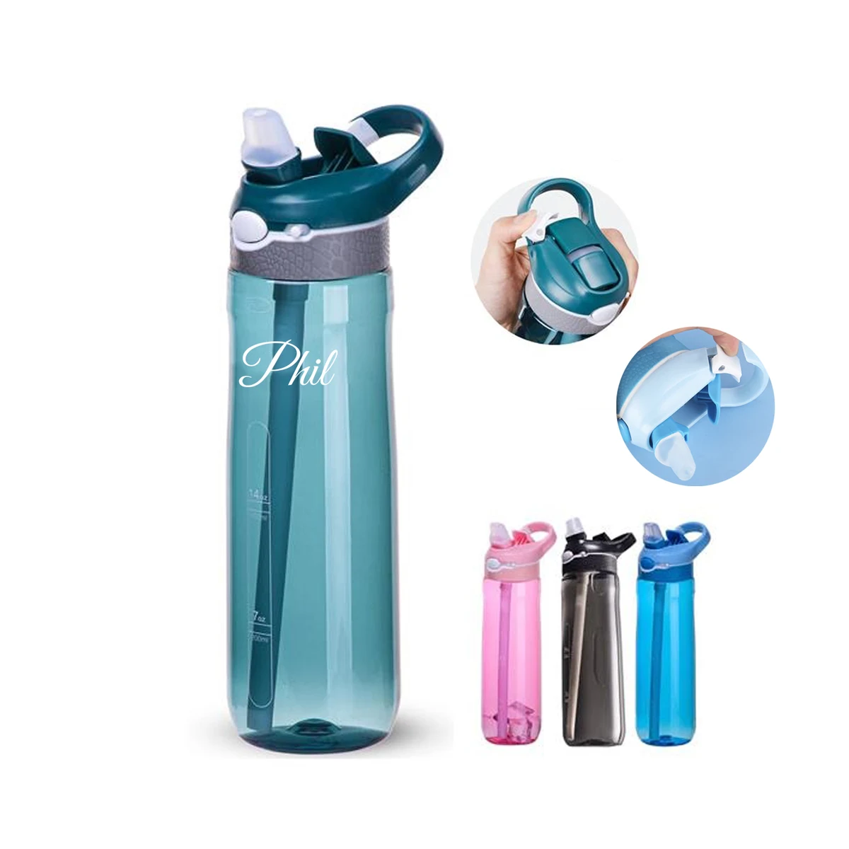 26 Oz. Bottle w/Flip Up Spout & Straw 1