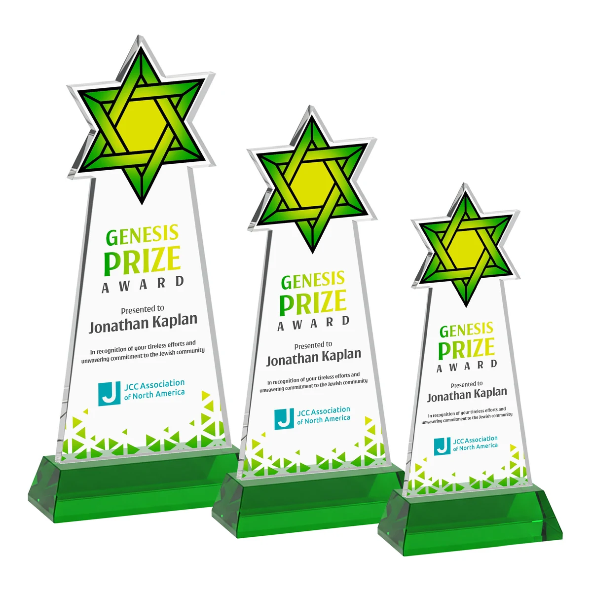 Star of David VividPrint™ Award on Hartford Base - Green 1