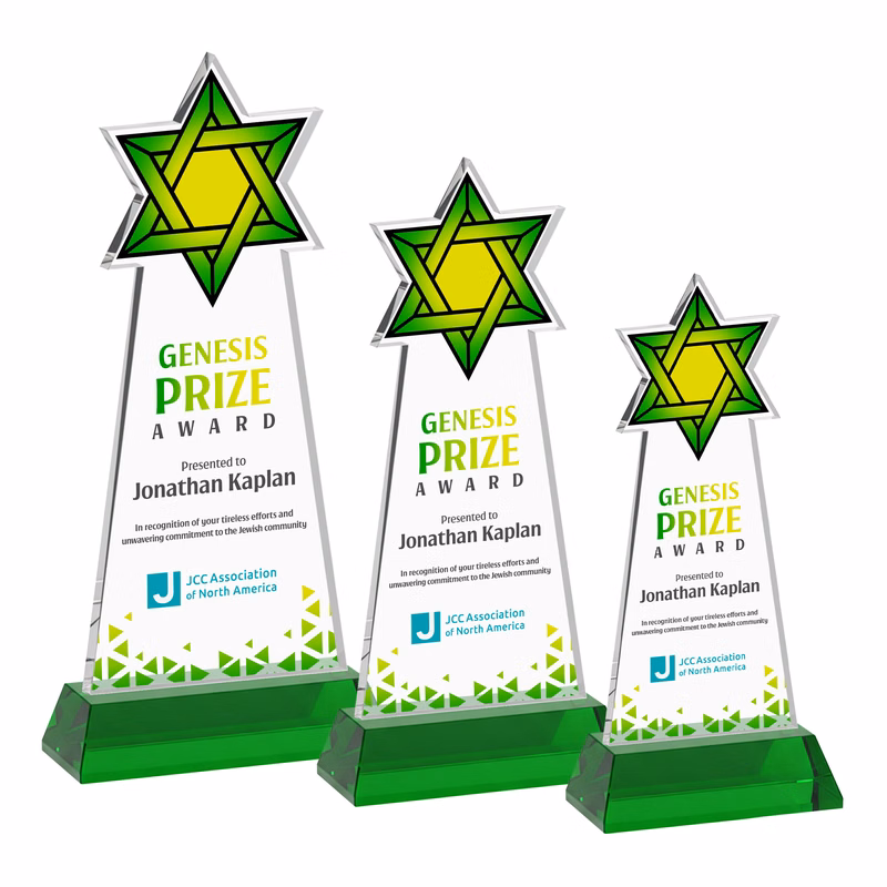 Star of David VividPrint™ Award on Hartford Base - Green