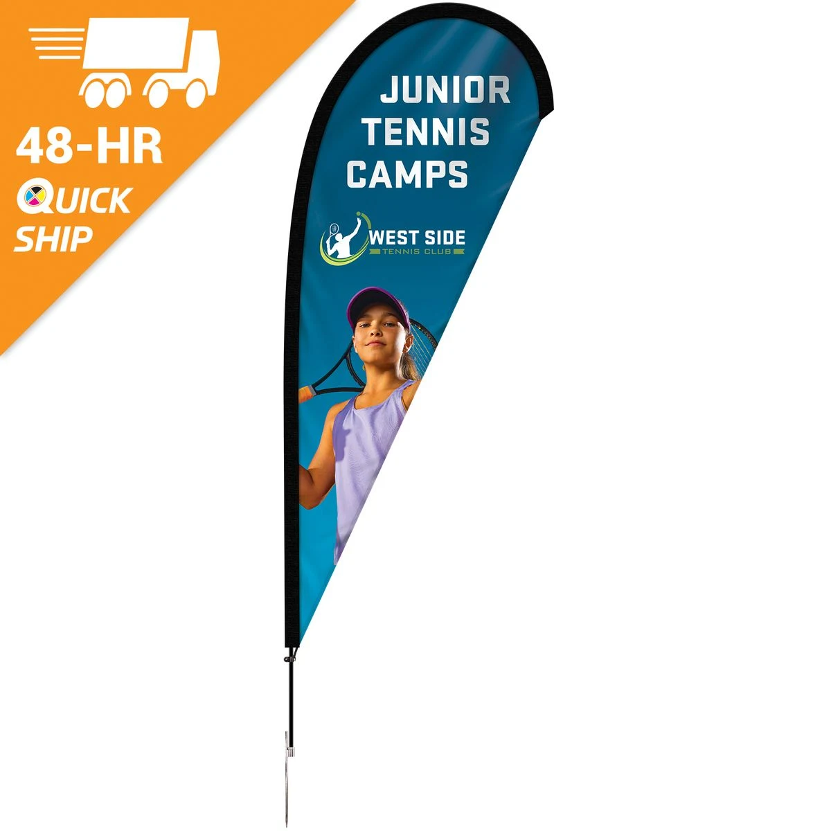 48 - Hour 8' Single Reverse Teardrop Banner with Hardware Set 1