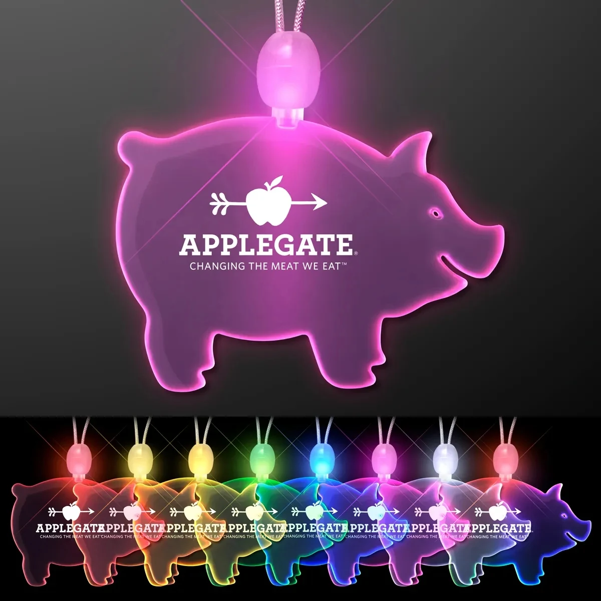 Acrylic Pig Shape Necklace with LED 1