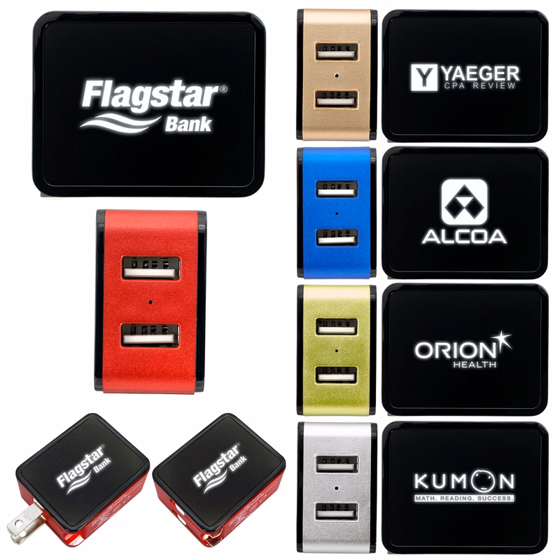 UL LIGHT UP LOGO 2 PORT WALL CHARGER