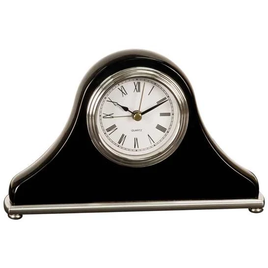 Black Piano Finish Mantle Desk Clock with an engraved plate 1