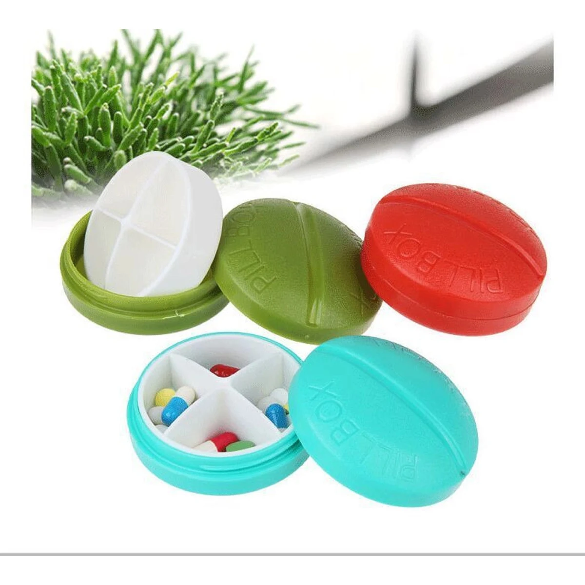 Four Grid Capsule Shaped Pill Box 1