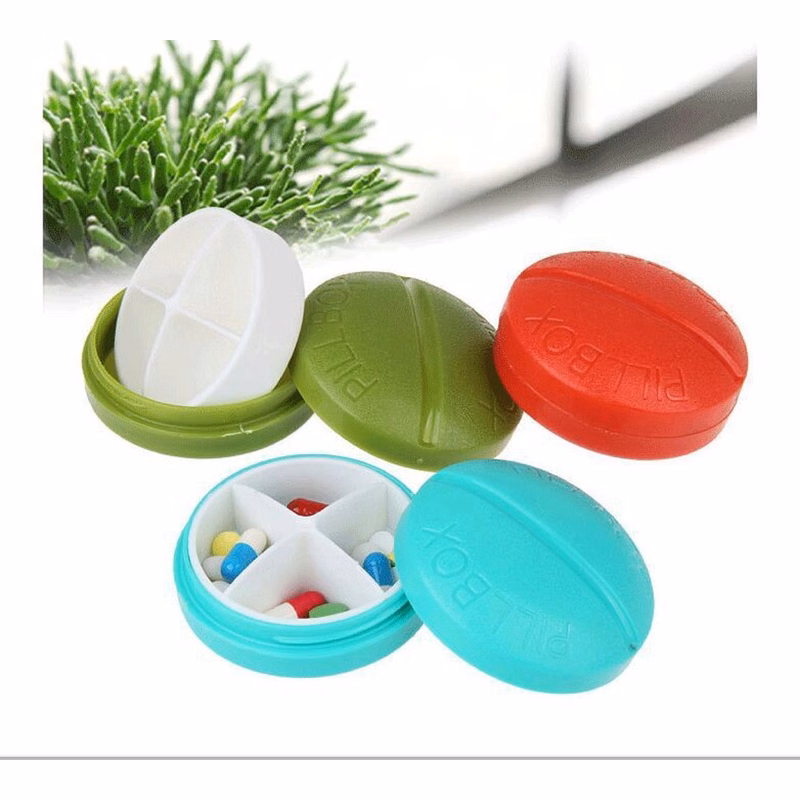 Four Grid Capsule Shaped Pill Box