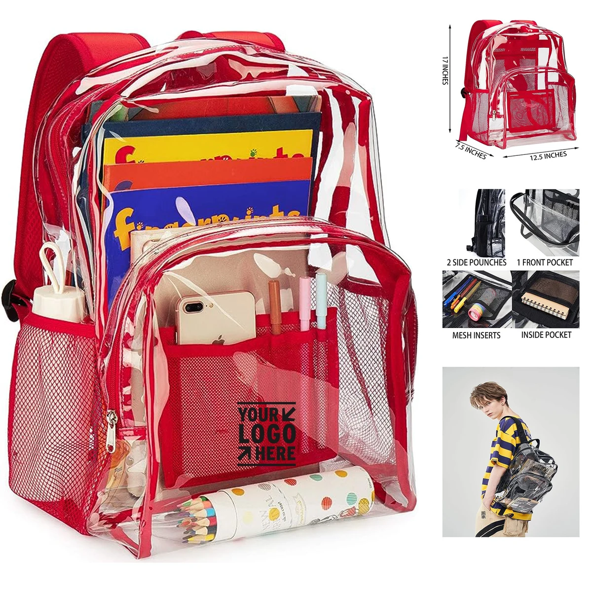 Reinforced Strap Heavy Duty PVC Transparent Backpack 1