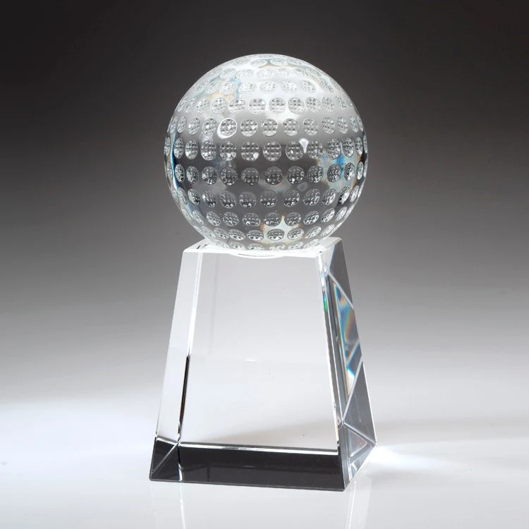 5" Crystal Award-Golf Ball w/ Tall Base_D456CA 1