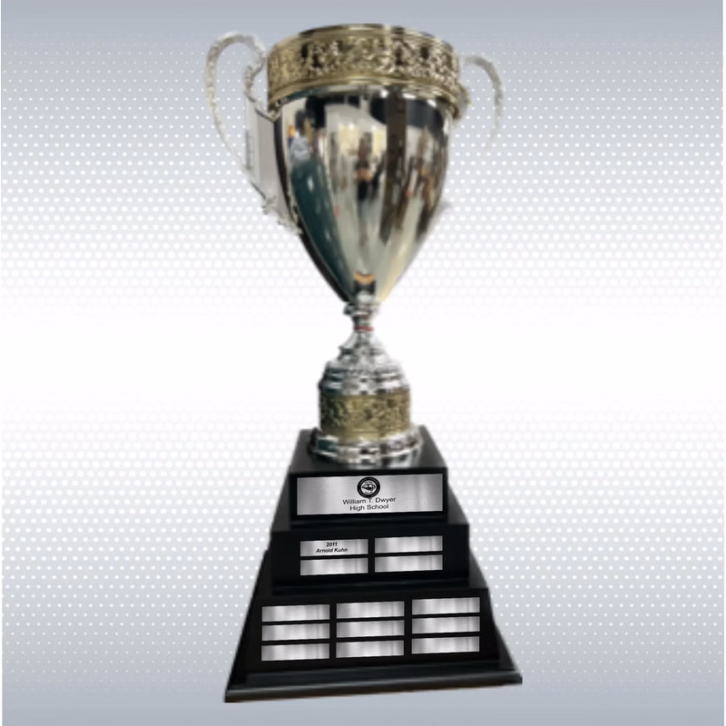 34" Silver and Gold Imported Italian Cup Perpetual Trophy