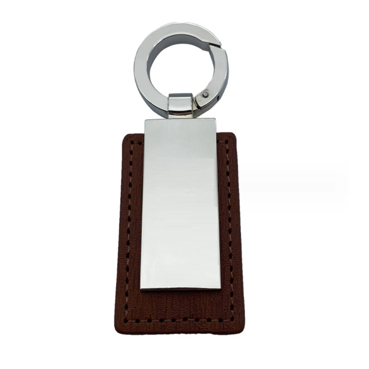 Metal PU Leather Rectangular Keychain 1