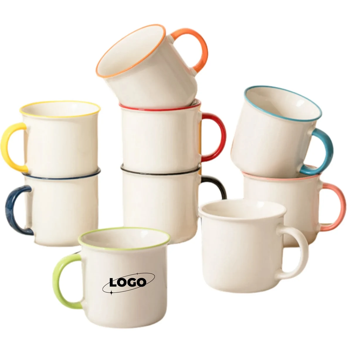 Color Rim Ceramic Tea Coffee Mug 1