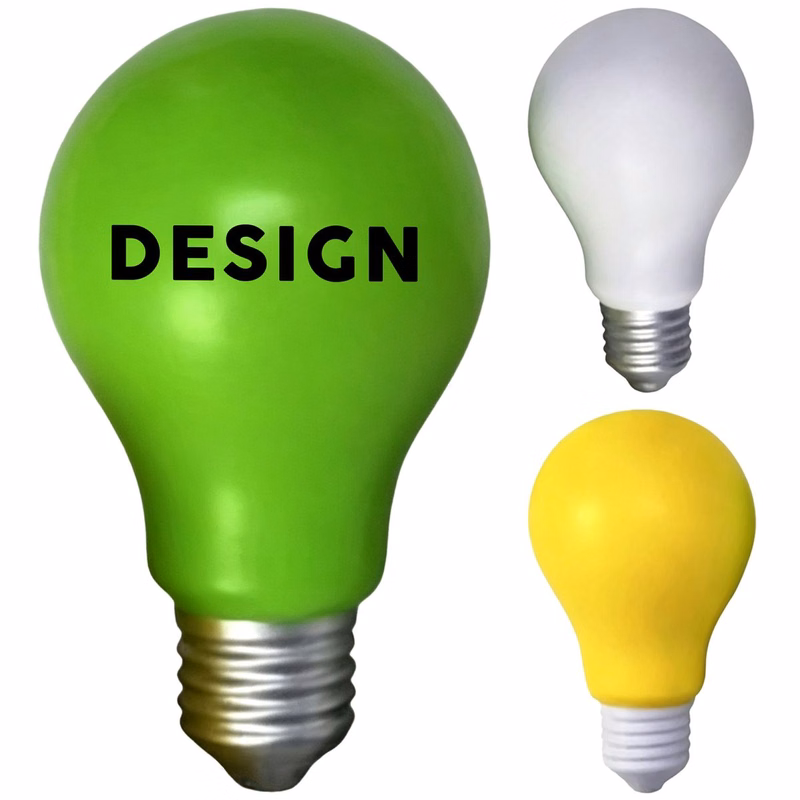 PU Light Bulb Stress Ball Toy Measuring 3 by 2 Inches