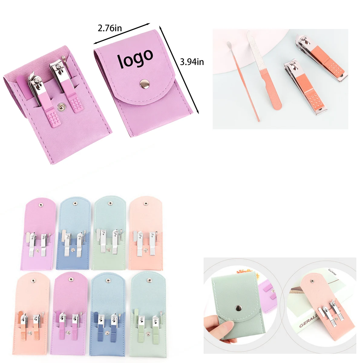 Portable 4Pcs Faux Leather Manicure Set 1