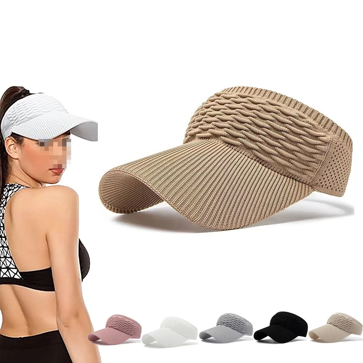 Women Knitted Elastic Visor Hat 1
